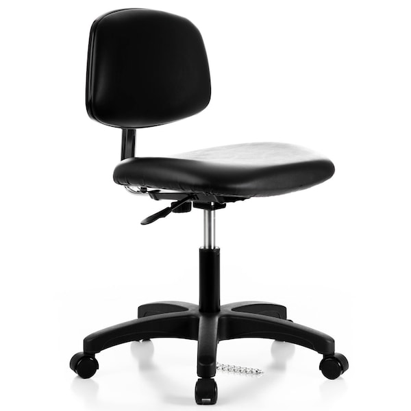 ESD Chair, Vinyl, Black, Armless, Mid Back